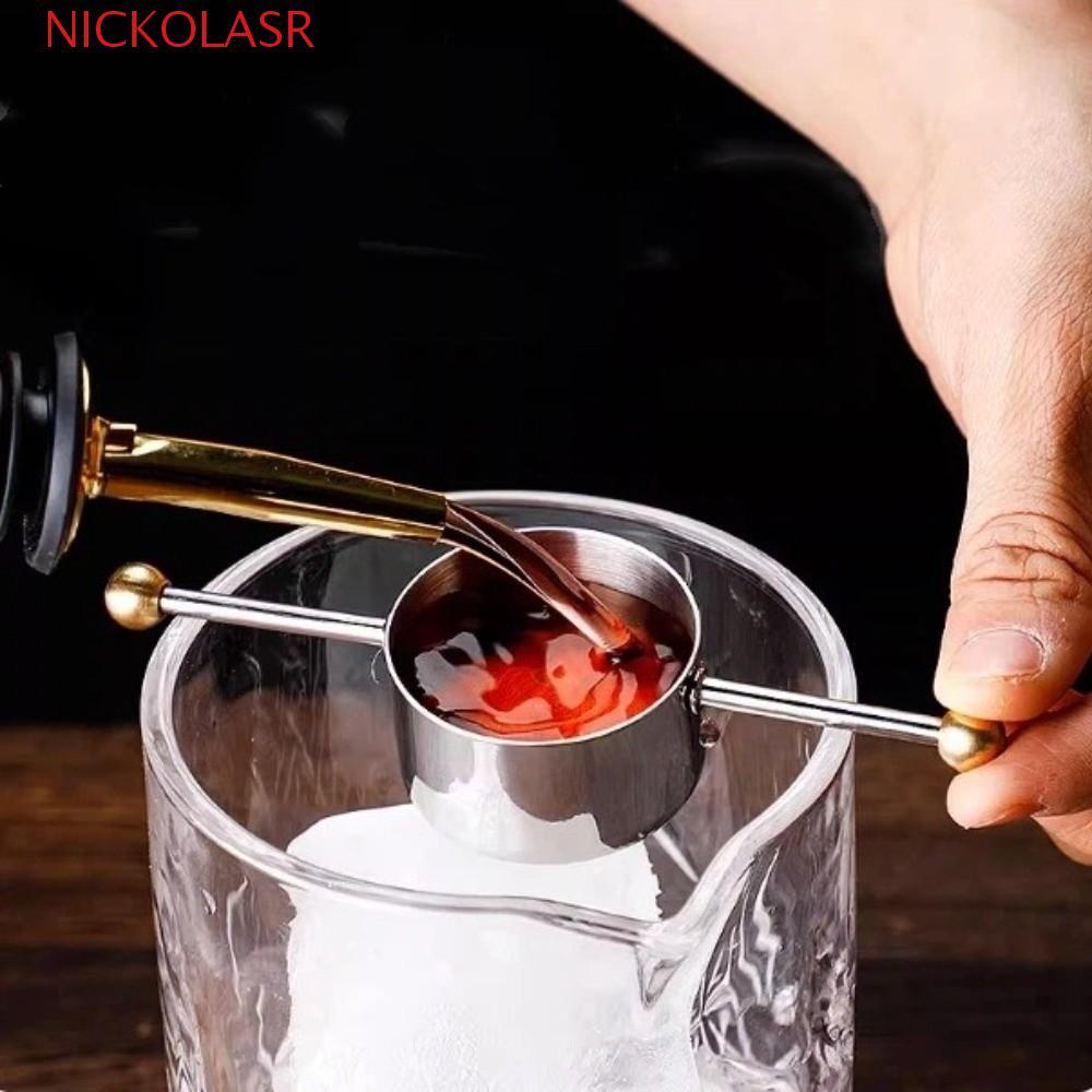 Cốc đo thanh NICKOLASR, Jigger cocktail bằng thép không gỉ thanh dài, Thiết kế hạt đôi chuyên nghiệp