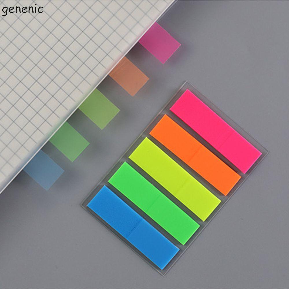 GENENIC Huỳnh Quang Memo Pad Memo Sticker Giấy 100 Tờ Ghi Nhớ Cờ Màu Memo Pad
