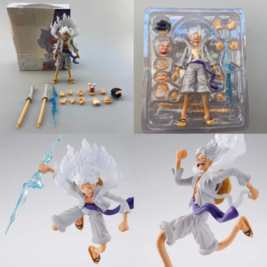 SHF One Piece White Hair King One Piece Năm tốc độ Luffy Sun God Nicar Nicar Luffy Mô hình di chuyển