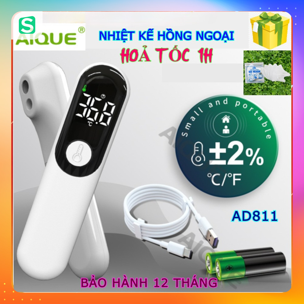 [HỏaTốc] Nhiệt kế hồng ngoại đo trán AIQUE AD811, nhiệt kế đo trán cho bé, đo nước pha sữa , đo nhiệ