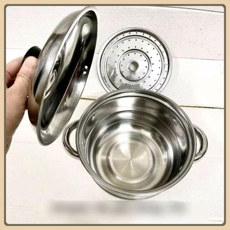 Nồi Hấp 21cm  tặng  kèm xửng hấp tiện lợi  nồi hấp inox mini #