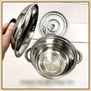 Nồi Hấp 21cm  tặng  kèm xửng hấp tiện lợi  nồi hấp inox mini #