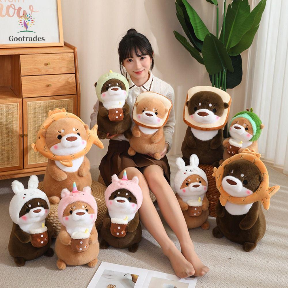 Búp bê Otter Fruit Otter, thiết kế mũ Thiết kế đáng yêu Đồ chơi sang trọng Otter, Phim hoạt hình dễ 