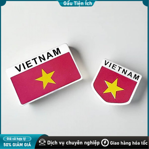 Tem cờ đỏ sao vàng bằng nhôm dán xe băng keo 3M bền bỉ Tem nhôm cờ Việt Nam，Sử dụng băng dính 3M chắ