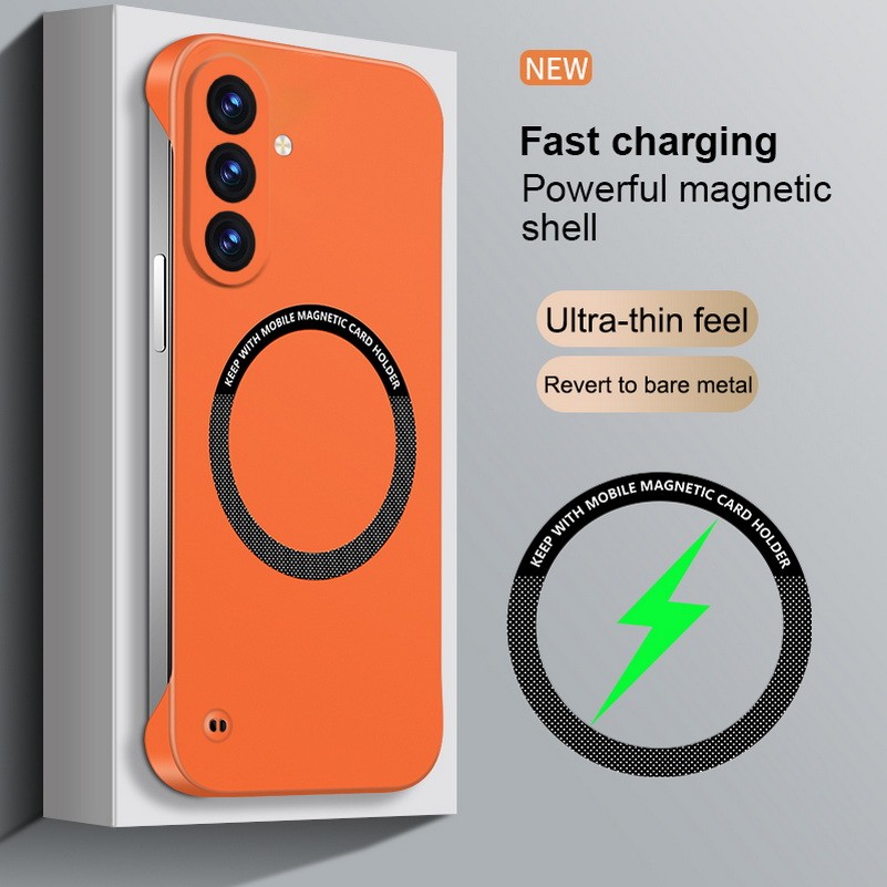 Dành Cho Samsung A57 A37 A17 Ốp Lưng Sạc Không Dây Từ Tính Không Khung Matte Cứng Bảo Vệ PC Vỏ Điện 