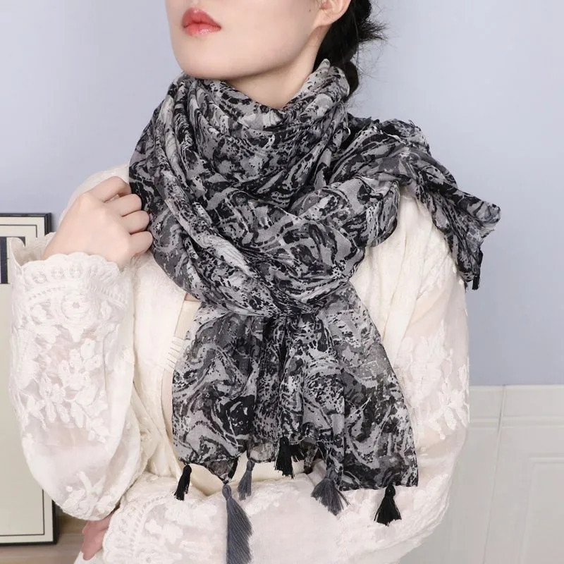 Khăn quàng cổ cotton linen thời trang thu đông, du lịch sa mạc, khăn choàng ấm áp mềm mại, phong các