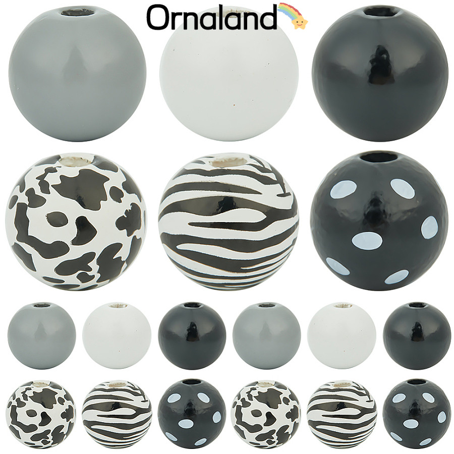 1 Bộ 6 kiểu Hạt Gỗ Sơn Tròn Màu Hỗn Hợp 16x15-16mm Lỗ: 4mm