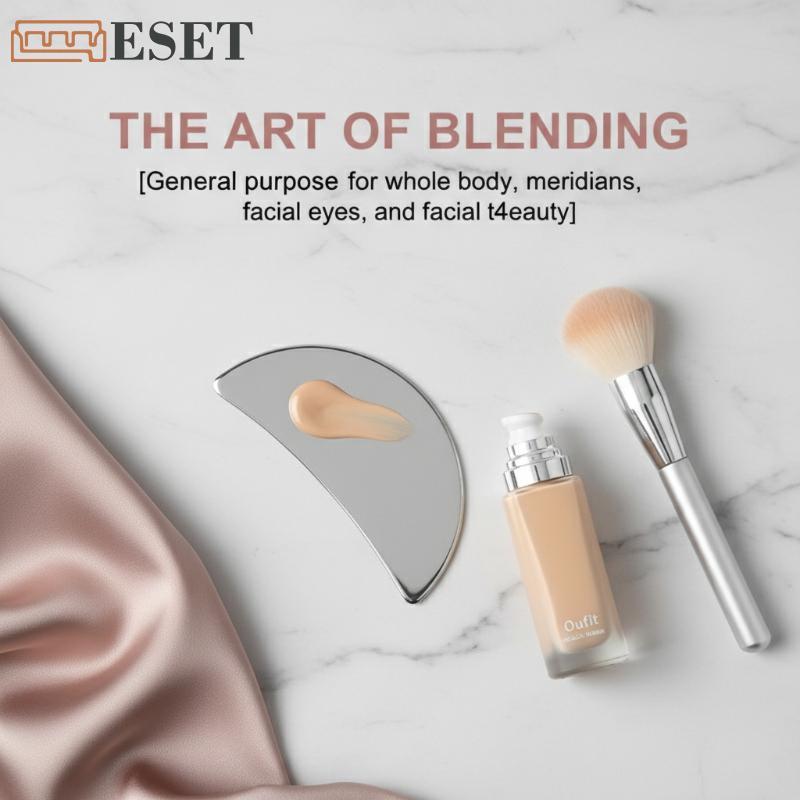 Dụng cụ cạo Guasha bằng thép không gỉ MỚI có túi da Pu Thìa kim loại Máy mát xa mặt Làm đẹp Dụng cụ 