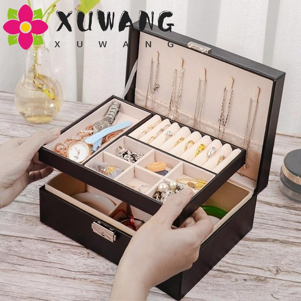 XUWANG Leather Jewelry Organizer Thanh lịch Máy tính để bàn tinh tế