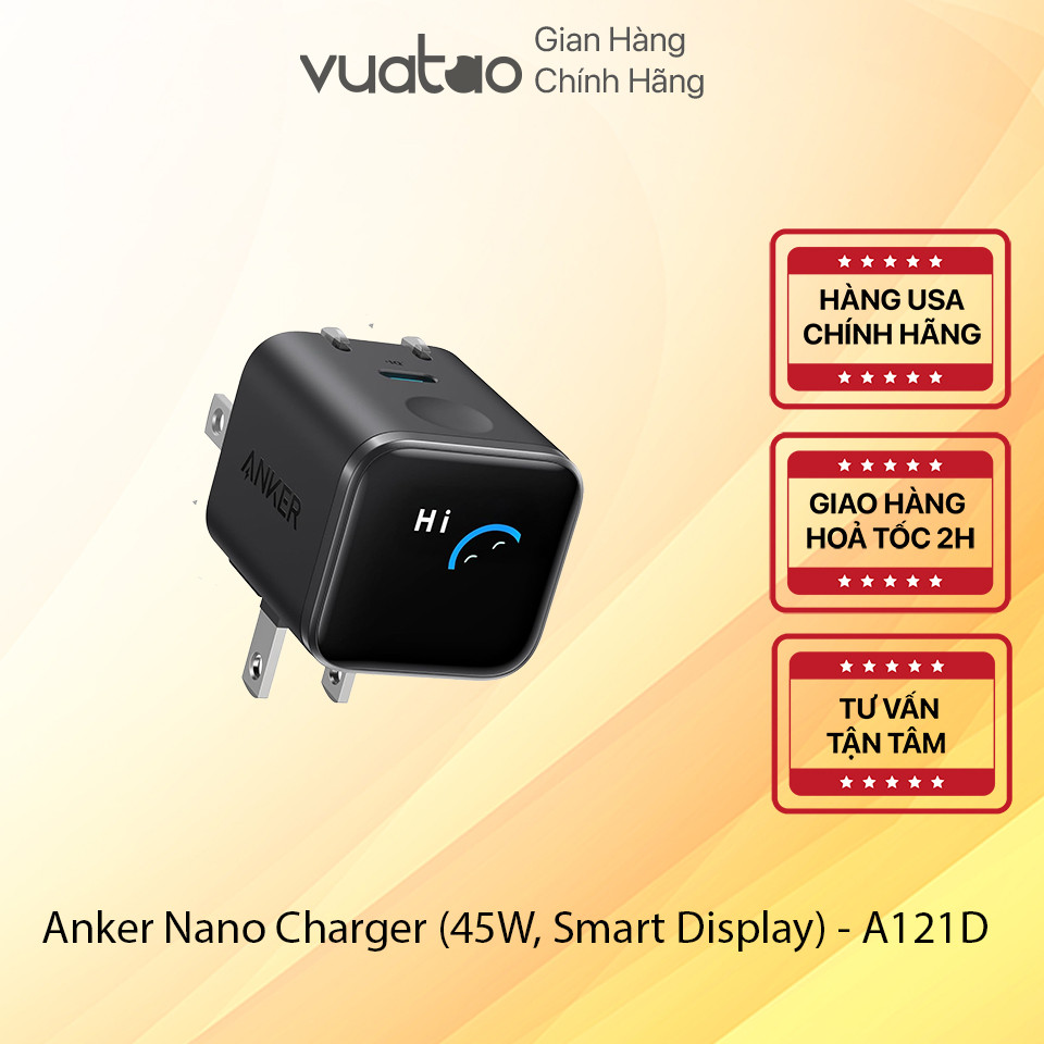 [HÀNG US] Anker Nano 45W Màn hình hiển thị | Nhận diện Cho iPhone - A121D