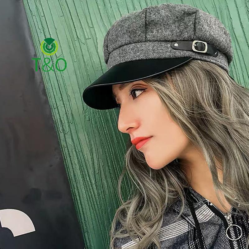[T & O-t] Mũ nồi cổ điển Mũ nồi Newsboy có thể điều chỉnh Mũ nồi mùa thu đông Mũ nồi hình bát giác M