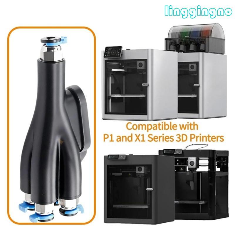 4-in-1 PTFE Adapter 3D Printer Filament Tube 4 Feeding for P1P/P1S/X1C