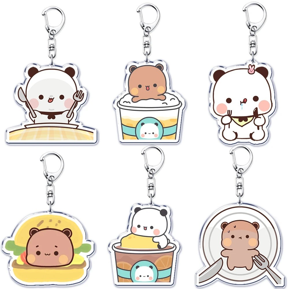 Móc khóa Bubu Dudu Acrylic dễ thương hình gấu Bubu Dudu gấu trúc Panda trang trí túi xách balo làm q