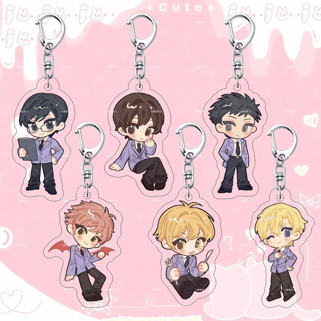 Móc khóa Anime Ouran High School Host Club Mica Acrylic Chibi Haruhi Tamaki Club Tiếp Viên Trường Tr