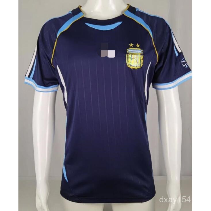 [Phong cách mới] 2006 Argentina MESSI RIQUELME Áo thun bóng đá sân khách cổ điển chất lượng hàng đầu