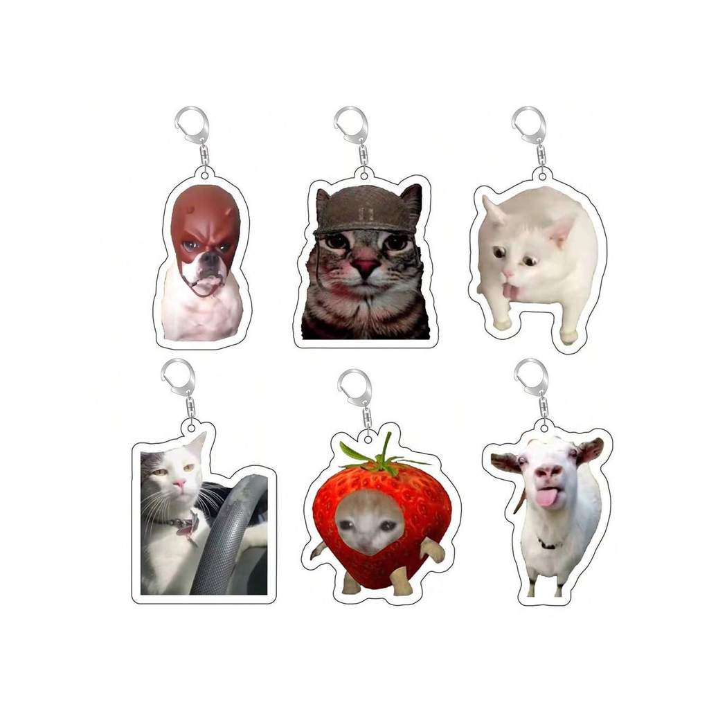 Key Chain Mobile Phone Charm Car Pendant Cute Cat Vomit Meme Dog With Red Mask Meme Black Cat Scream