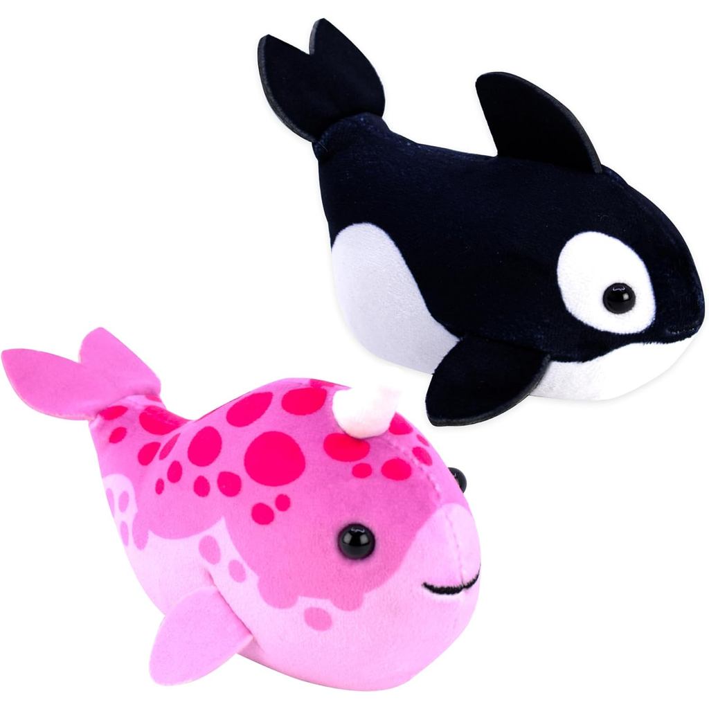 ZhuZhu (Narwhal + Orca) Cá 2 Gói B | Động vật nhồi bông nhỏ có động cơ bên trong Thích hợp cho bữa t
