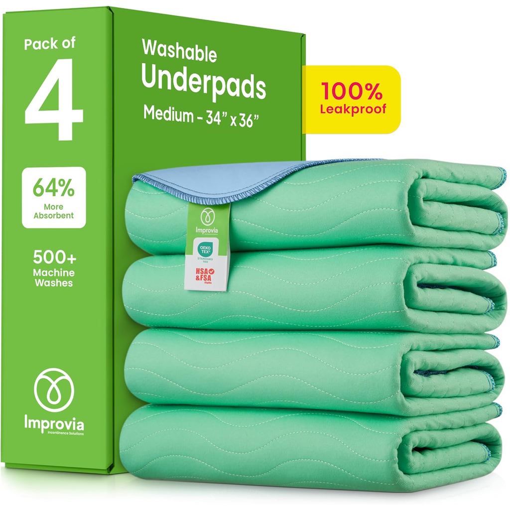 CẢI TIẾN®WashableUnderpads, 34 "x36" (Packof4) -HeavyAbsorbencyReusableBedwettingIncontinencePadsfor