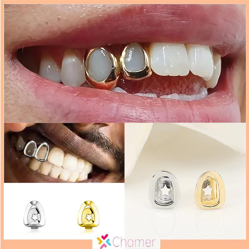 [Chamer] Hip Hop Ngôi Sao Rỗng Răng Grillz Răng Trang Trí Răng Mũ Fangs Lưới Tản Nhiệt Dành Cho Nữ T