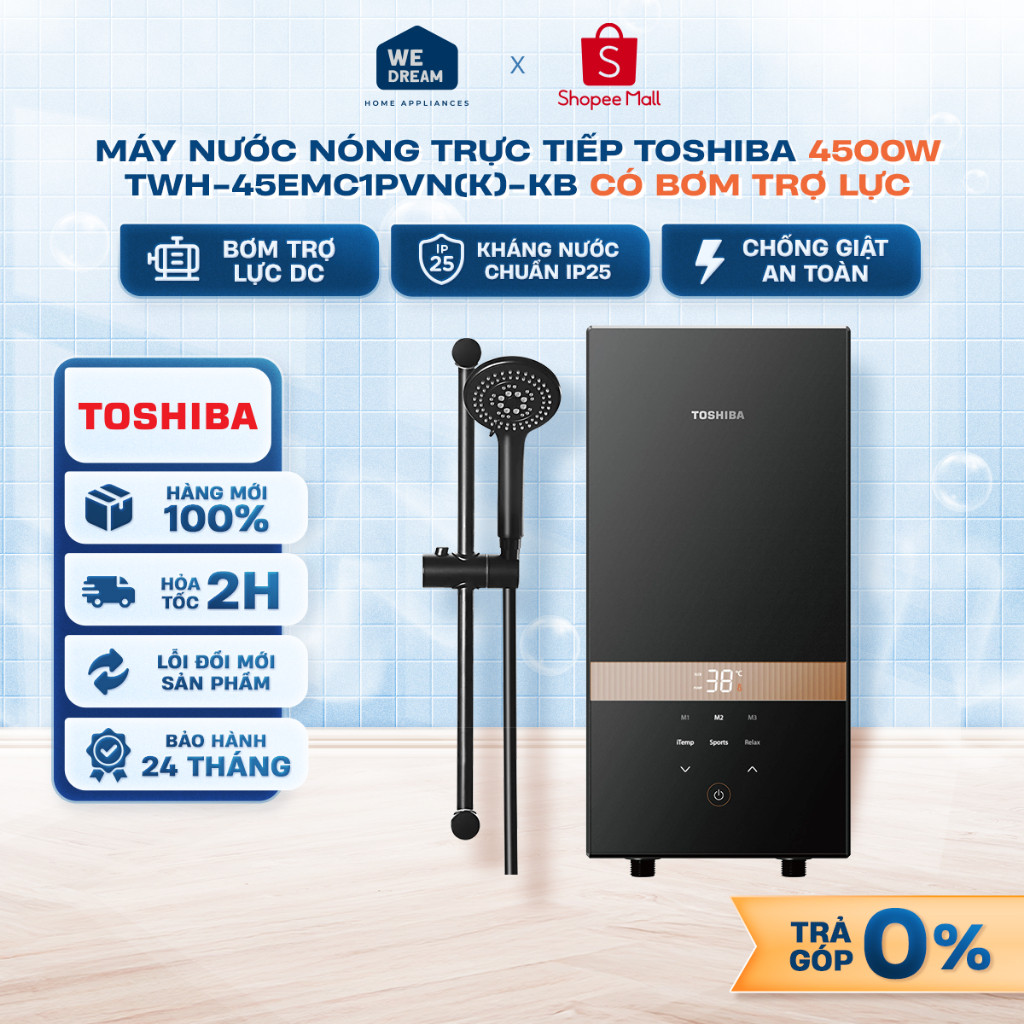 TWH-45EMC1PVN(K)-KB - Máy Nước Nóng Trực Tiếp Toshiba TWH-45EMC1PVN(K)-KB Có Bơm Trợ Lực - Chính Hãn