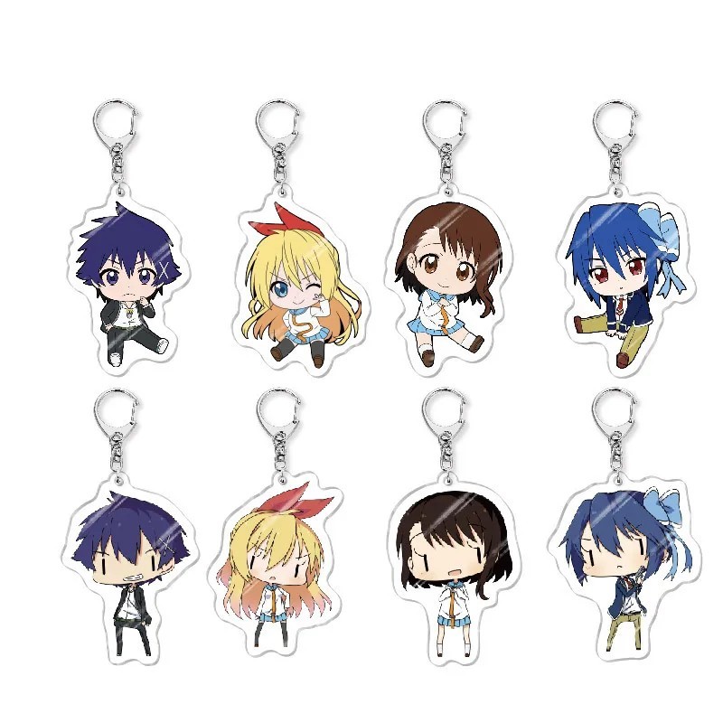 Móc khóa Anime Nisekoi mô hình mica Acrylic trong suốt phụ kiện treo cặp túi xách in hình Chitoge On