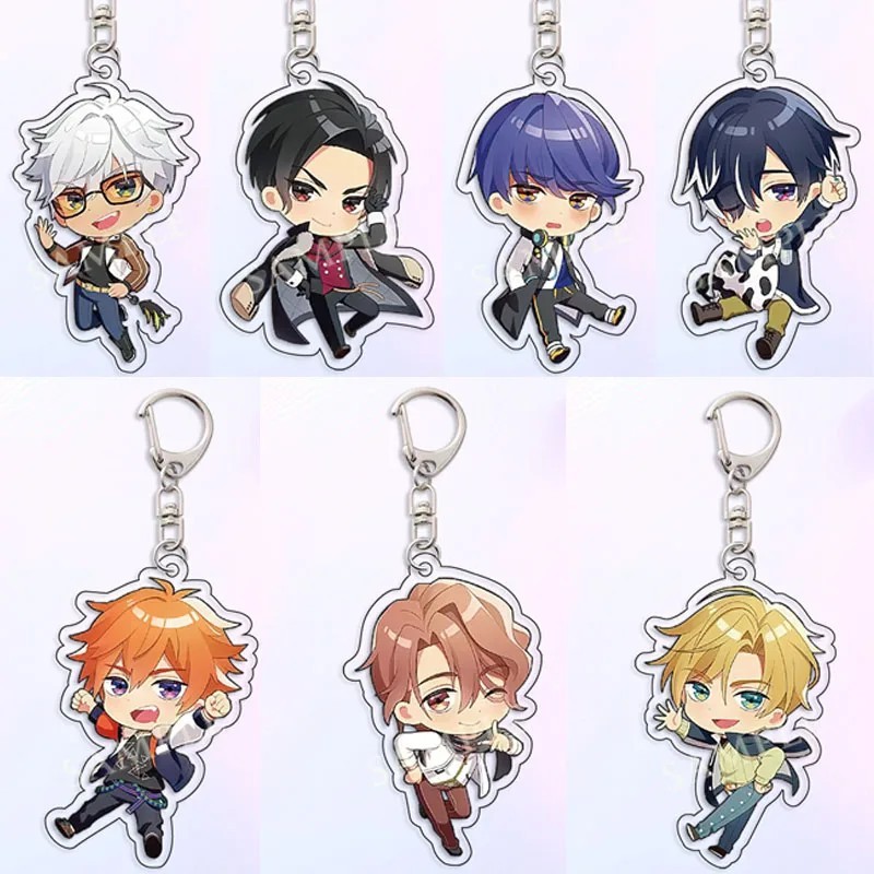 Cartoon Anime Obey Me Keychain Mrmon Leviathan Asmodeus Figures Pajamas Collection Acrylic Keyring