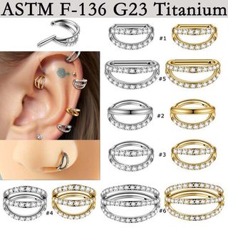 Trang sức tai titan zirconia gồm mũi sụn và xoắn lobe pinna daith, không gây dị ứng, size 16 Gauge