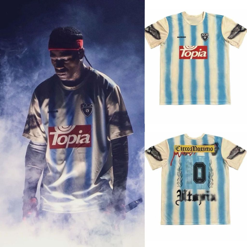 LISU Summer Street Travis Scott Rap-style loose-fitting printed football shirt with short sleeves T 