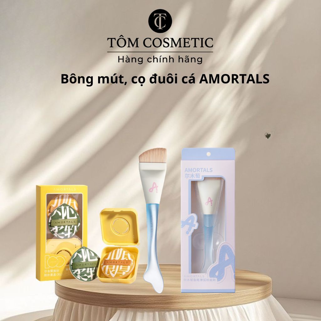 (HÀNG CHINHS HÃNG) Cọ Dàn Nền AMORTALS Cọ Dẹt Nàng Tiên Cá Siêu Mỏng,  Bông mút tán kem nền Amortals