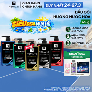 Dầu gội nam Romano hương Nước hoa nam Classic/ Force/ Attitude/ Gentleman 650g/chai