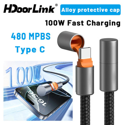 Cáp HdoorLink USB C sang USB C có nắp bảo vệ Cáp sạc nhanh 100W Type C Dây truyền dữ liệu
