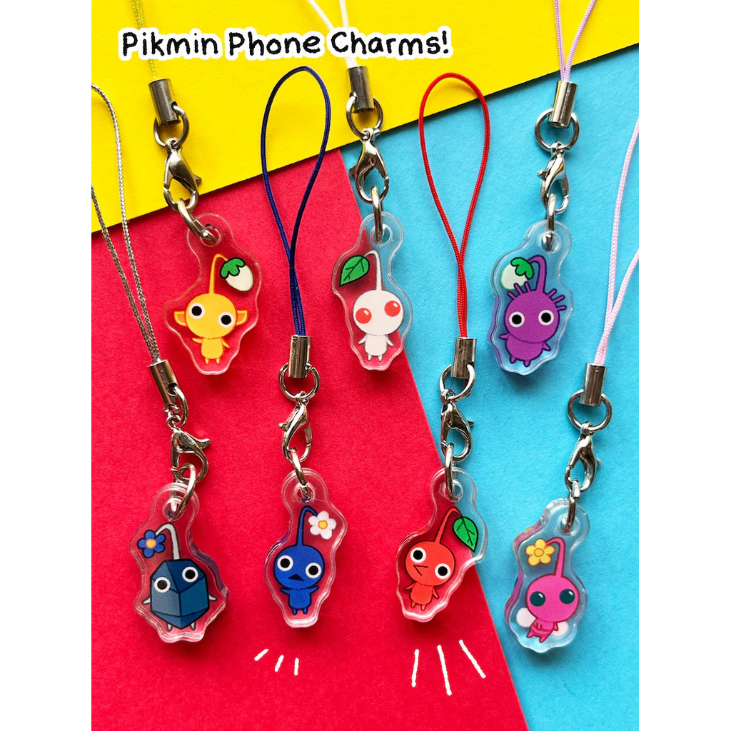 Tiny Pikmin Phone Charm Keychains  Funny Cute 1in Acrylic Keychains Phone Charm  Double Sided