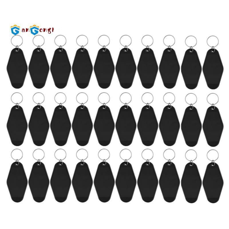 30Pack Motel Móc khóa Khoảng trống Vintage Motel Móc khóa cho Vinyl DIY Crafting Móc khóa màu đen