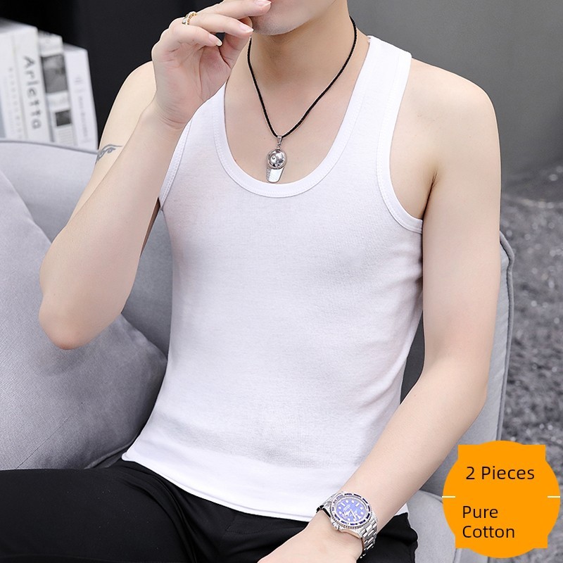 áo ba lỗ nam áo thể thao nam Áo ba lỗ nam cotton ôm dáng màu trắng mùa hè