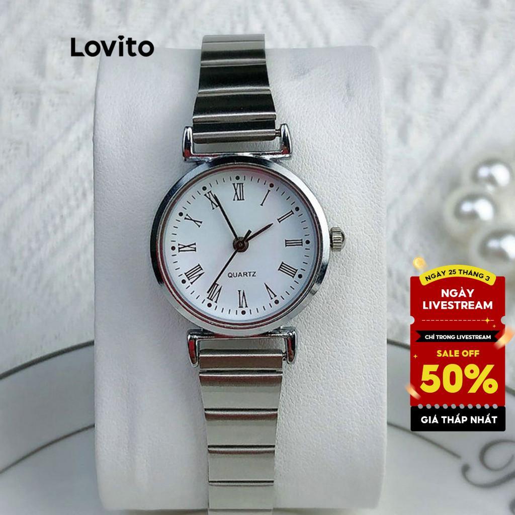 Lovito Đồng hồ thạch anh thông thường Kết cấu trơn bằng kim loại Thạch anh kỹ thuật số Đồng hồ kết cấu chất lượng cao dành cho nữ LNA13089