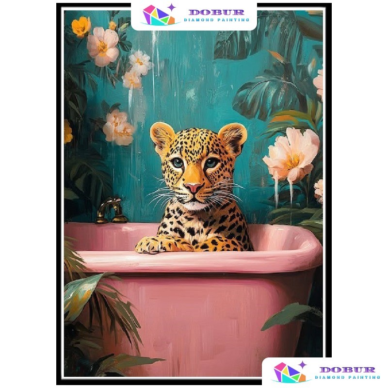 DOBURG | Bộ tranh kim cương | Animal Jaguar 5D DIY Tròn / Vuông Full Khoan Canvas Với Số Hàng Thủ Cô