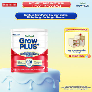 Sữa bột Nutifood GrowPLUS+ Suy Dinh Dưỡng (Đỏ) 2+ - Tăng Cân, Tăng Chiều Cao (Lon 1,65 Kg)