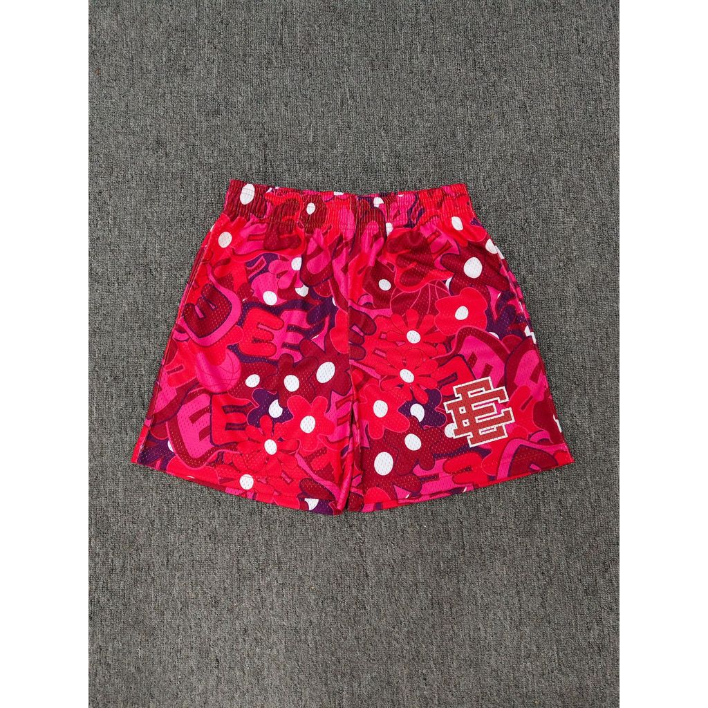 B9LS Eric Emanuel American-style paisley shorts for men, casual fitness quarter-length shorts, baske