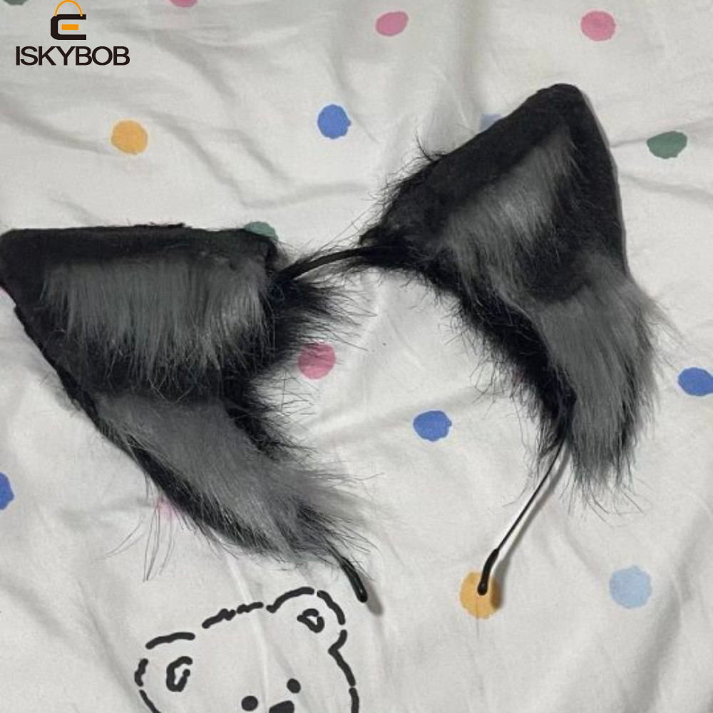 Băng đô tai mèo FUJIZOU, JK Hair Hoop Wolf Dog Hair Band, Sweet Lolita Animals Plush Furry Cosplay M