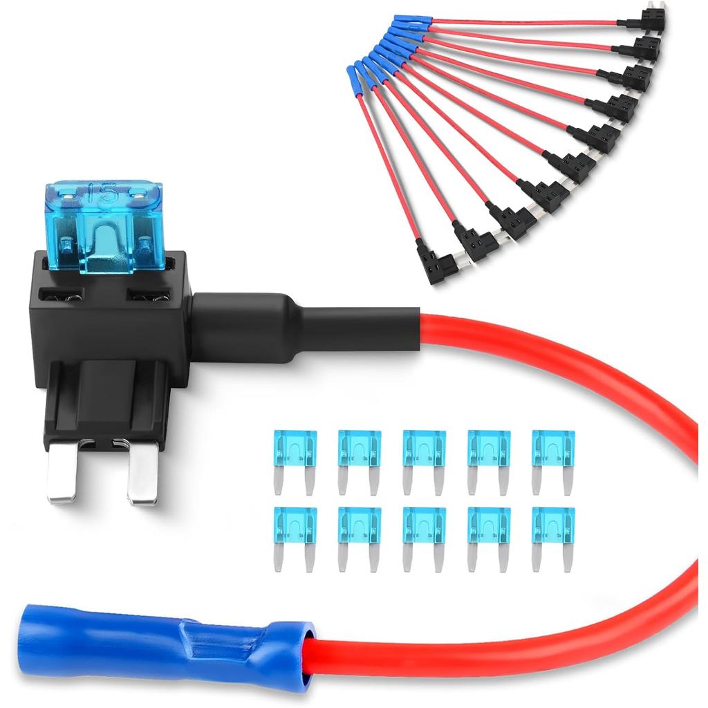 Giá đỡ cầu chì Nilight Bộ chuyển đổi TAP cầu chì Mini ATM APM Blade Fuse Holder-10 Gói, Bảo hành 2 n