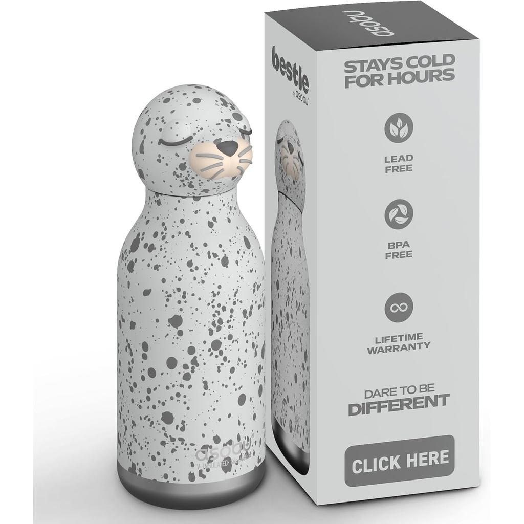 Asobu Bestie Chai Nước Inox Cách Nhiệt Có Thể Tháo Rời Đầu Động Vật Mềm Uống Vui Nhộn Cho Trẻ Em Và 