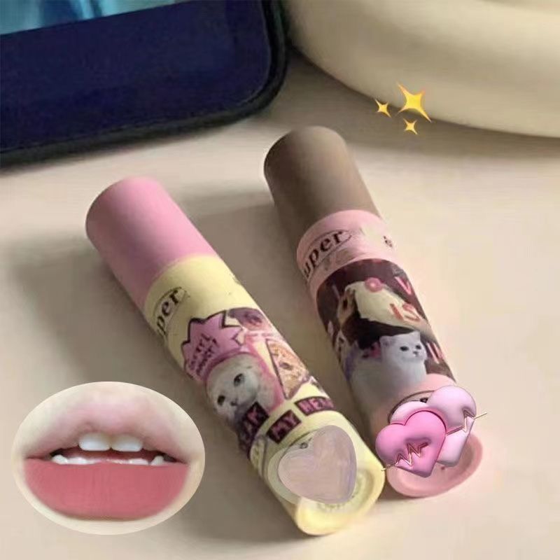 Sweet ~ Kitty Low Saturated Lip Glaze Matte Plain Face Whiteing Non-Fade Non-Stick Cup Son Môi Màu K