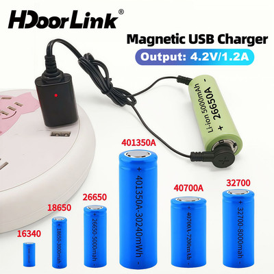 HdoorLink Pin Đa Năng Dành Cho 18650 16340 26650 Cáp Sạc Nhanh USB Từ Tính Cho Tất Cả Các Mẫu