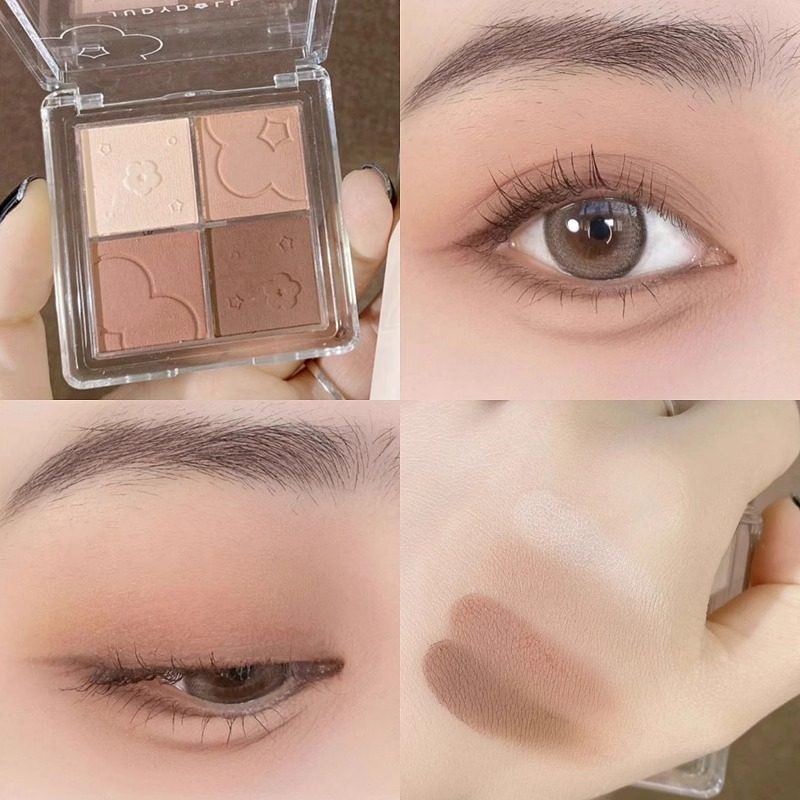 phấn mắt romand phấn mắt Juduo Juduo Bảng Phấn Mắt Bốn Màu Trà Sữa Màu Độ bão Hòa Thấp Màu Đất Thu Đ