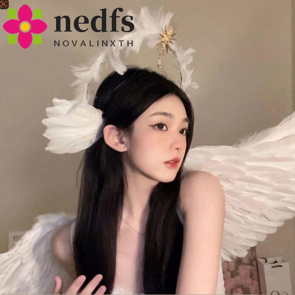 NEDFS Feather Halo Crown Headband, Dress Up Props Glory Shape Virgin Mary Halo Queen Tiara, Trang Tr