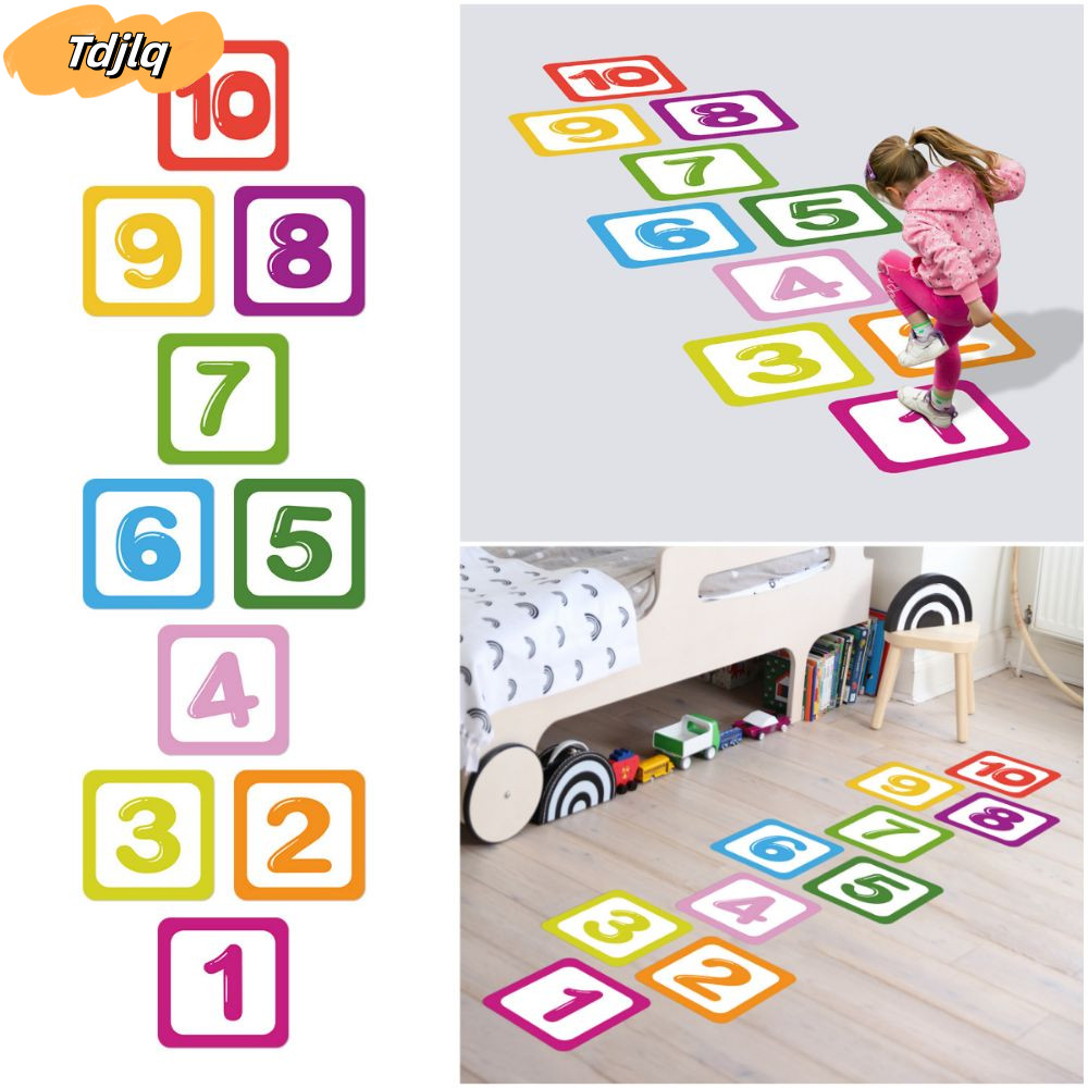 Đề can trò chơi số lưới TDJLQ, Nhãn dán sàn Hopscotch tự dính dành cho cha mẹ và con cái, có thể thá