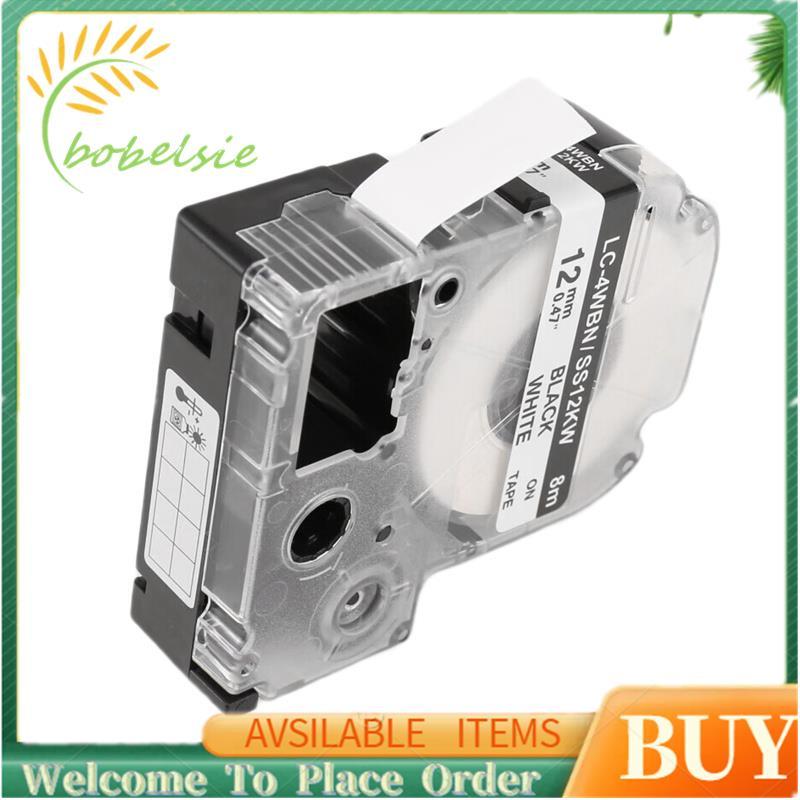 5 Gói Thay Thế -4WBN LC-4WBN9 (SS12KW) Băng Nhãn Cho LabelWorks LW300 LW400 LW500 LW700 Đen Trên Trắ