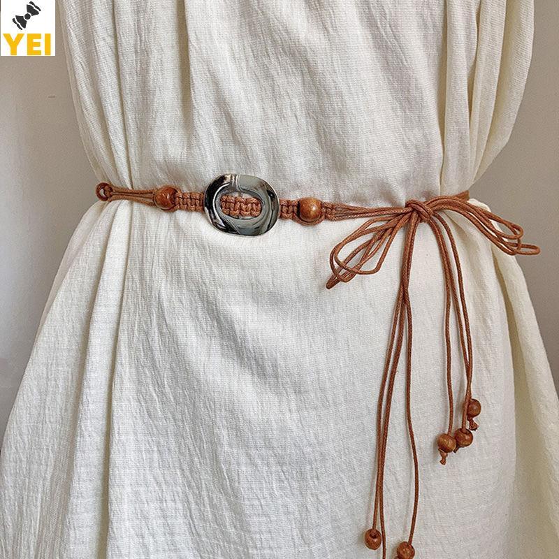 Thắt lưng nữ boho dân tộc, đồng bằng kim loại đính hạt, phù hợp đầm/quần jeans, style retro