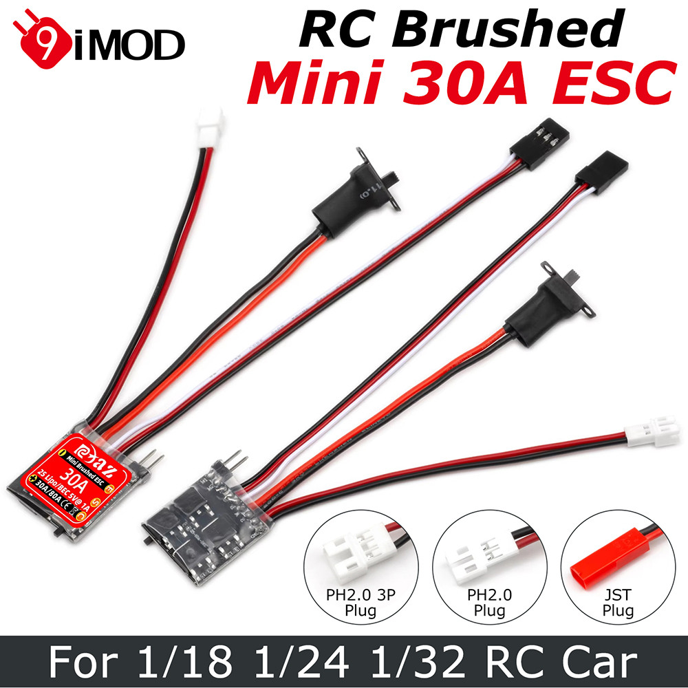 9IMOD RC Brushed ESC 30A with Bidirectional Control & Drag Brake Switch | Mini Speed Controller for 