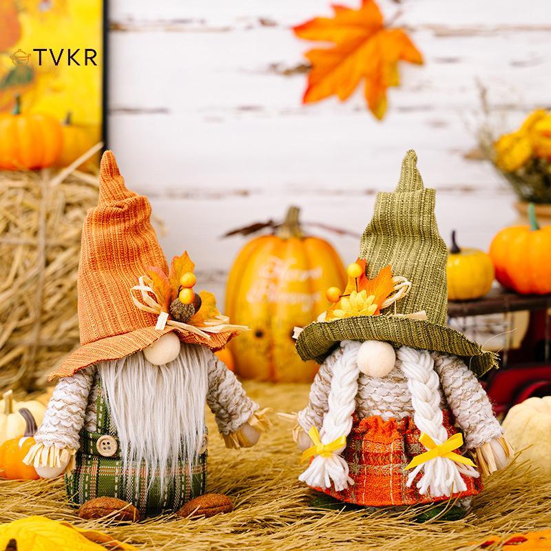TVKR Thu Đông Gnome Hoa Hướng Dương Lá Nữ Và Nam Lễ Tạ Ơn Gnome Thu hoạch Gnome Gnome Trang Trí Mùa 